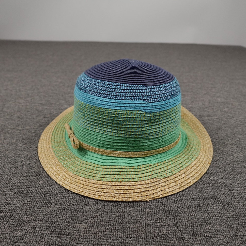 Magid Hats Hat Sun Womens One Size Multicolor Straw Bow Beach Summer Striped